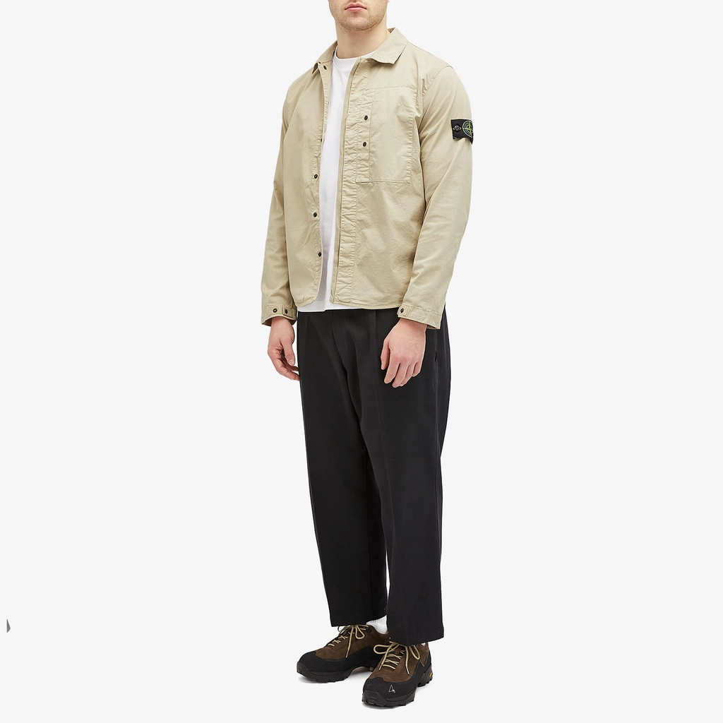 Stone Island Men's Supima Cotton Twill Stretch-TC Button Shirt Jacket Desert